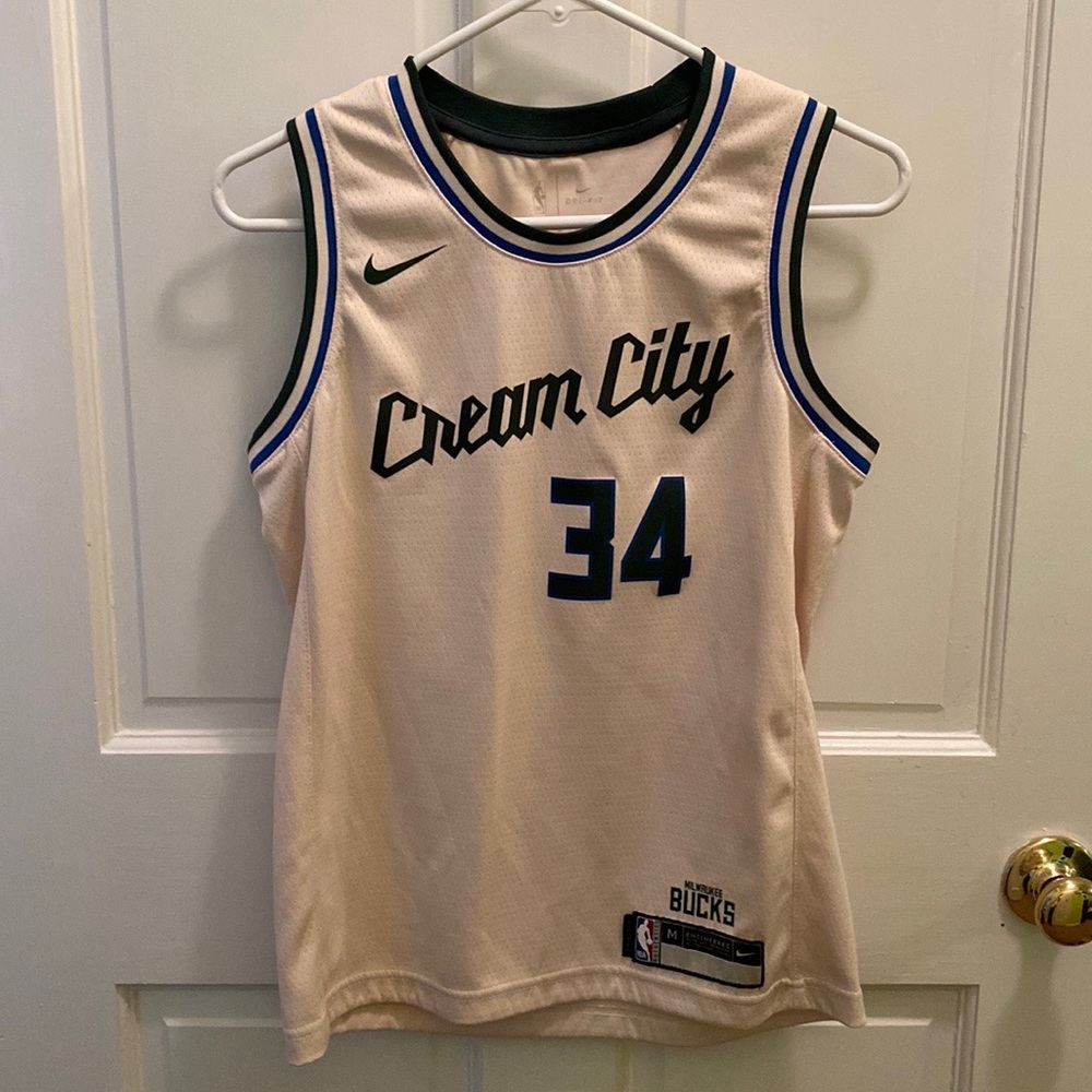 Giannis Antetokounmpo Nike cream city jersey #34